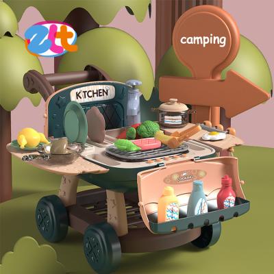 China Happy Plastic Kids Shopping Cart Kitchen Set Cooking Toys For Pretend Play for sale