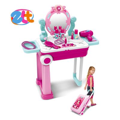 China Eco-friendly Material Pretend Play Makeup Toy Set Beauty Princess Dressing Table and Suitcase for Girls Children Kids for sale