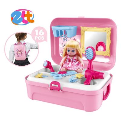 China 2019 New Eco-friendly Materials Pretend Toys With Doll For Kids Makeup Sets Backpack For Girls for sale