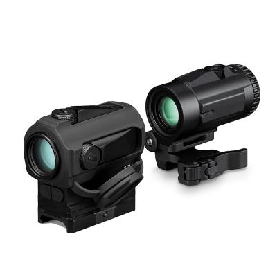 China Aluminum Alloy Holographic Red Dot Sight Tactical Rifle Scope + 3X Magnifier With Switch To Side QD Mount for sale