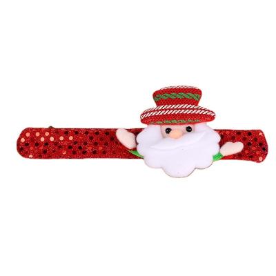 China Bling Christmas Luminous Small Children's Gift With Light Christmas Gift Old Man Creative Snowman Flapping Ring Slapping Bracelet for sale