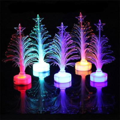 China LED Christmas Tree Luxury Shining Colorful Fiber Optic Table Ornaments Christmas Gift Decoration Lights Mini LED Christmas Tree for sale