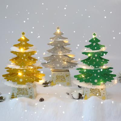 China Mini Desktop Christmas Tree Ornaments Bling Christmas Tree Ornament 2022 New Year Christmas Decorations Shining Christmas Tree Gift With Led Lights Set for sale