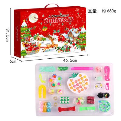 China Bubble Christmas Countdown Calendar Box Stress Toys Funny Interesting Toys Anti Blind Stirring Person Push Noise Bubble Gift For Kids Children for sale