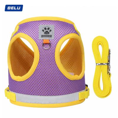 China Amazon Hot Sales Reflective Pet Supplies Wholesale Custom Breathable Colorful Mesh Nylon Solid Pet Reflective Dog Harness for sale