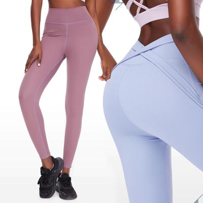 China New Breathable Hot Sale Fashion Sports Women High Workout Leggings Fitness Yoga Seamless Waist Gaiter Sets for sale