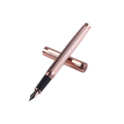 China Commonly Luxury Rose Gold Wedding Pen Gold Plated Metal Fountain Pen Calligraphy Pen With Customized Logo for sale