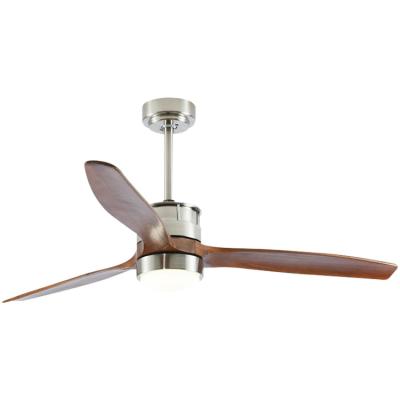 China Reversible Modern Home Minimalist Luxury Indoor LED Nickel DC Energy Saving Silent Motor Ceiling Fan Brushed Wood Lamp For Living Room for sale