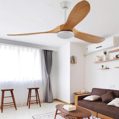 China Tuya Smart Home Wifi Reverse Function Remote Control And App Dimmable LED Lamp Natural Wood 3 Blades Ceiling Fan With LED Light Kit for sale