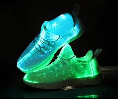 China 11 Rainbow Fiber Optic LED Shoes Light Up Led Sneakers Breathable Fiber Fabric for sale