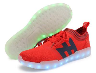 China Programmable Red Light Up Shoes , Simulation Led Walk Shoes 7 Static Colors for sale