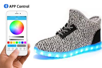 China Wireless Operated Led Light Up Sneakers , Stretch Fabric High Top Led Shoes for sale