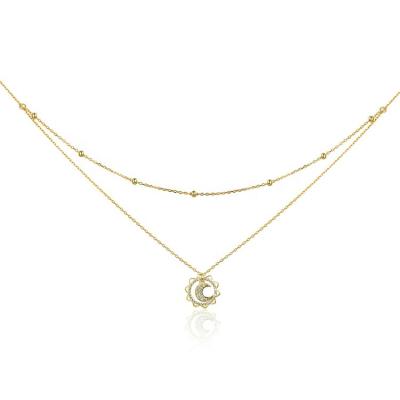 China Youchuang Vintage Fashion Custom 925 Sun Moon Necklace Gold Plated Rhinestone Silver Plated Diamond Necklaces For Women for sale