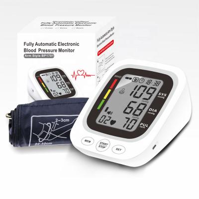 China Diary Checks Portable Electronic Blood Pressure Monitor CE Plastic Boiling Point Arm Free Spare Parts for sale