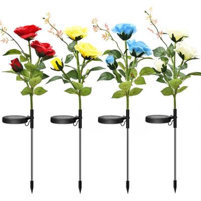 China Rose Stake Lights Flower Path Garden Outdoor Solar Yard Decor Pathway Solar Light Landscape for sale