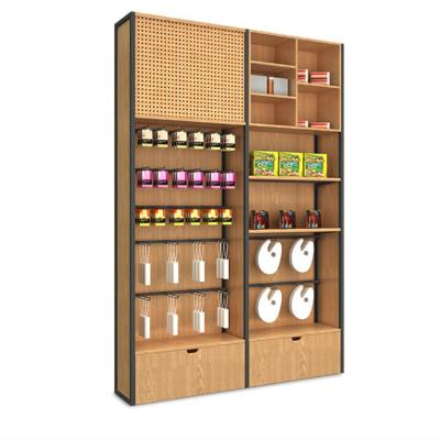 China Wooden supermarket shelves single sided gondola supermarket rak advertising display with good price for sale