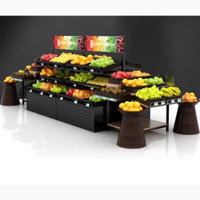 China Vegetable Steel Wood Shop Shelf Storage Rack Wooden Fruit Shelf Shelf Supermarket for sale