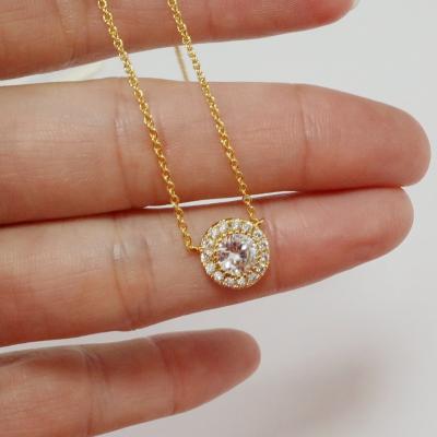 China 2021 fashion Mius 1-2 luxury gold plated round pendant with zirconia necklace for sale