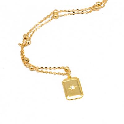 China 2021 fashion 1-2 fashion mius gold plated geometry rectangle star zircon pendant necklace for sale