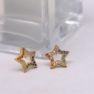 China 2021 TRENDY Fashion 1-2Mius Gold Plated Delicate Multicolor Star Earrings for sale