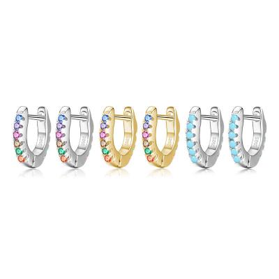 China Mini s925 sterling silver cute multi color zircon circle earring 2021 new fashion TRENDY for sale