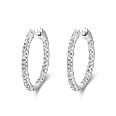 China 2021 New Trendy fashion style s925 sterling silver and 14k gold plated to pave clear zircon circle earring for sale