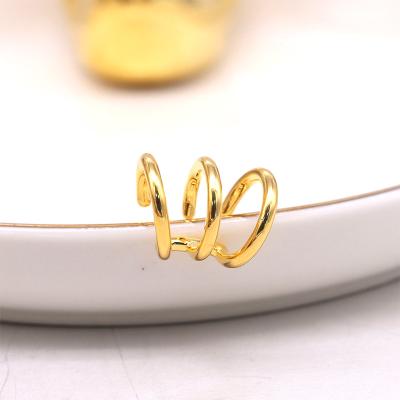 China 2021 TRENDY fashion 1-2mius real gold plated three line ear clip for sale