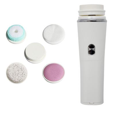 China Pore ​​Shrinking Electric Facial Cleansing Sweep 5 in 1 Electric Play Brush Face Wash Massager Facial Cleansing Brush for sale