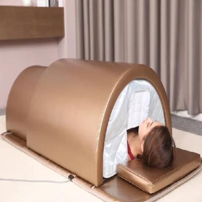 China Far Infrared Heat Slimming Curve Sauna Dome Pine Wooden Frame With Tourmaline Stone for sale