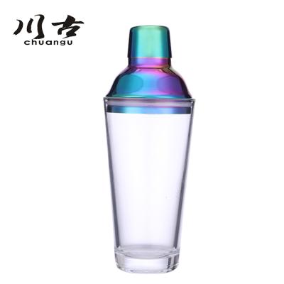 China Sustainable Glass Cocktail Shaker With Stainless Steel Lid Bar for sale