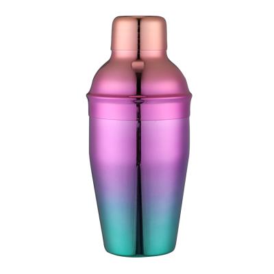 China 3 Pieces Metal Color Plating Stainless Steel 350ml Cocktail Shaker For Promotion for sale