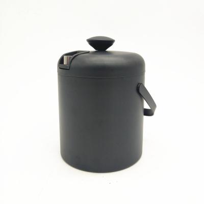 China Durable Black Paint Double Wall With Ice Tongs Stainless Steel Ice Bucket, Wine Cooler for sale