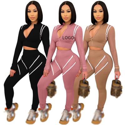 China 2021 QUICK DRY wholesale autumn set solid women clothing sportswear ladies 2 pieces set women yoga set for sale