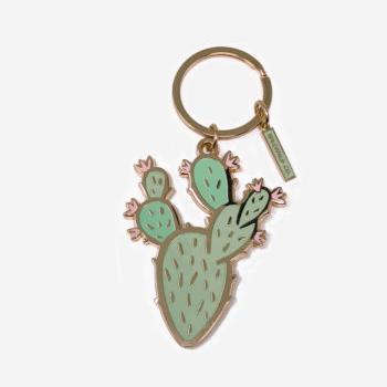 China Eco-Friendly Gift Metal Mum Flowers Cactus Plant Lady Enamel Keychain for sale