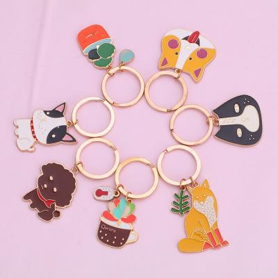 China New Design Eco-friendly Creative Lucky Cat Keychain Animal Cat Shaped Metal Key Chain Popular Custom Gift For Kids Cute Metal Cat Keychain for sale