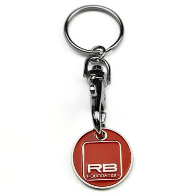 China Eco-friendly Customized Logo Shopping Cart Chip Key Chain Trolley Coin Token Key Chain for sale