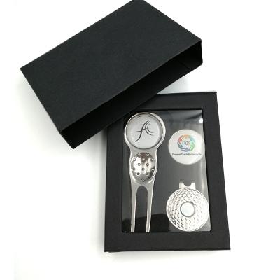 China Factory Wholesale Custom Golf Accessories Series Golf Gift Eco-Friendly Set With Magnetic Golf Tee Digging Tool And Ball Marker for sale