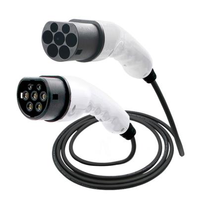 China New Energy vehicle parts 32amp ev charger type - 2 male to female 3phase ev charging cable for sale