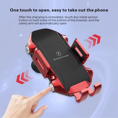 China Smart Wireless Car Charger Qi Phone Holder 15W Automatic Matching Air Vent Clip for sale