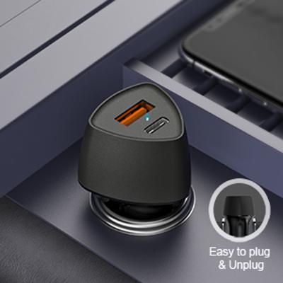 China USB C Car Charger PD 20W & QC18W Fast Car Charger Adapter Dual Port Mini for sale