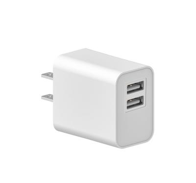 China USB Charger Block 2 Pack Dual Port 12W Wall Charger Adapter With Foldable Plug for sale