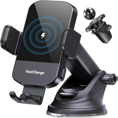 China Fast 15W Wireless Car Charger Phone Holder Fireproof For IPhone 15 12 11Max for sale