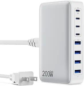 China 200W USB C Charger Block GaN 8-Port USB C Fast Charging For Smartphone Tablets for sale