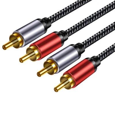 China Copper Hi-Fi Dual Shielded OFC 2RCA Male To 2RCA Male Stereo Subwoofer Speaker Amplifier Audio Cable M/M for sale