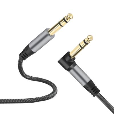 China Right Angle Plug 1/4 Inch Jack 10ft Braided Electric Guitar Audio Cable 6.35mm for sale