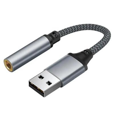 China Audio Interface USB External Sound Card Microphone Earphone USB To 3.5MM Jack Aux Audio Sound Card Adapter for sale