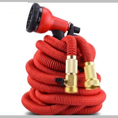 China Amazon 50ft 1:3 Double Layer Adjustable Red Natural Latex Expandable Flexible Water Hose With Brass Fitting for sale