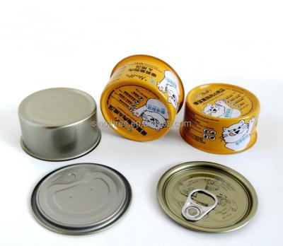 China Tin Cans With Lid For Empty Open Easy Self Seal Wholesale Recyclable Tuna Wet Pet Food Packaging for sale