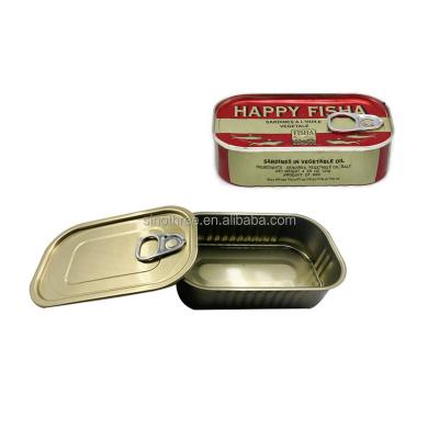 China Recycled Materials Food Grade 105ml 125ml Safe Empty Sardines Can Aluminum Square Box With #311 Club Box For Seafood Fish Shrimp Crab for sale