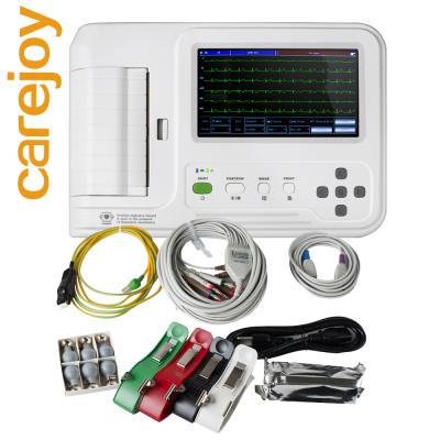 China Digital 6 channel electrocardiograph ECG machine portable electrocardiogram acrylic carejoy machine with software for sale